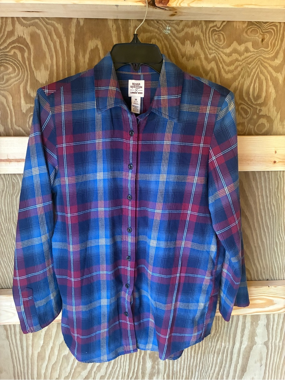 Blake Shelton X Lands’ End Blue and Burgundy Plaid Button-Down Shirt